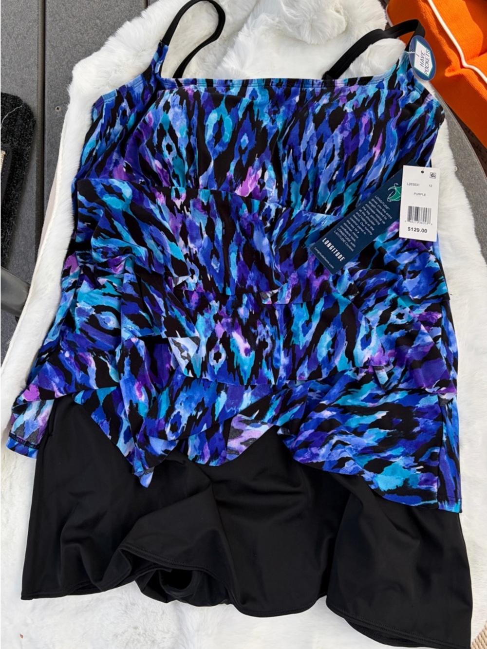 Longitude Blue & Purple Abstract Print One-Piece Swimdress